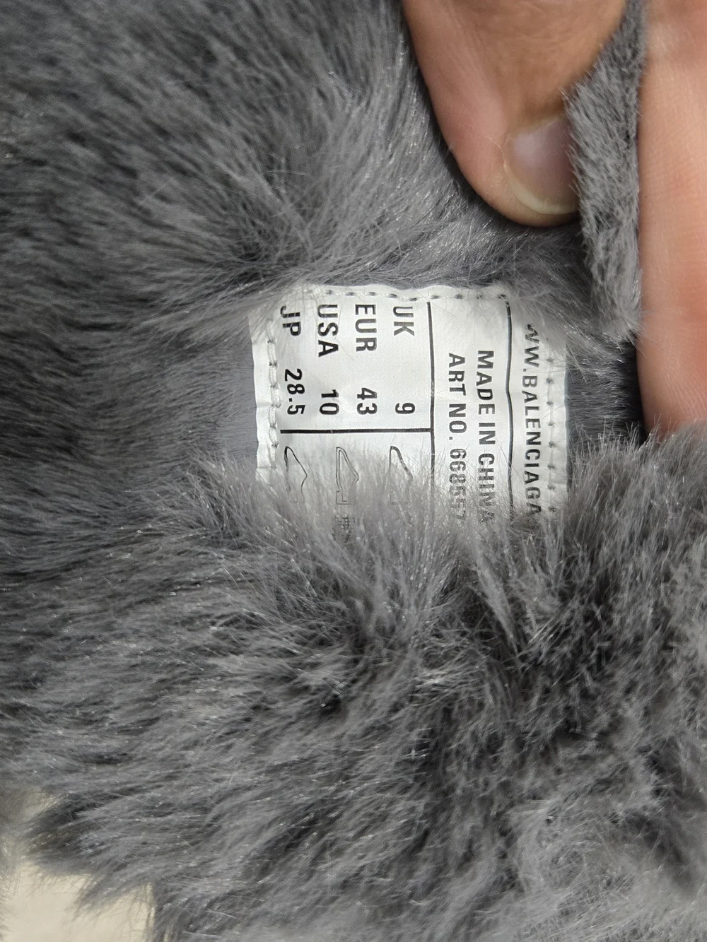 Balenciaga Gray Fur-Trim Trail Sneakers